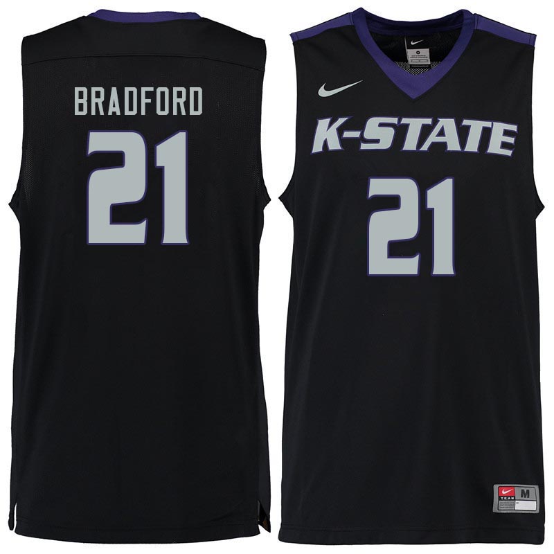 Men #21 Davion Bradford Kansas State Wildcats College Basketball Jerseys Sale-Black - Click Image to Close